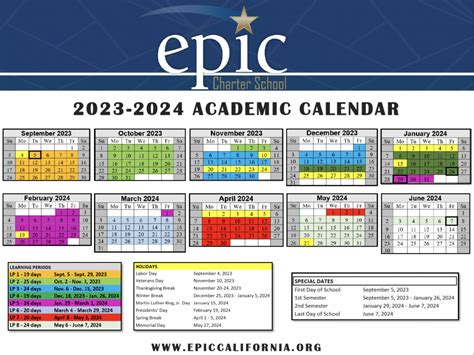 epic charter school academic calendar 2023-24