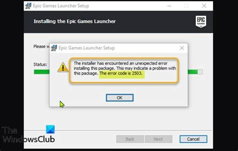 epic games installer error code 2503