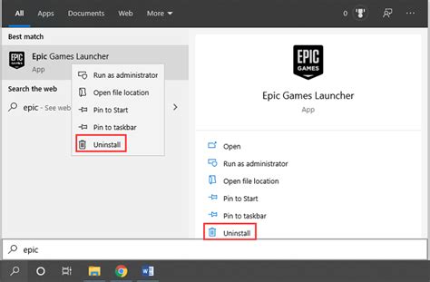 epic games launcher uninstall