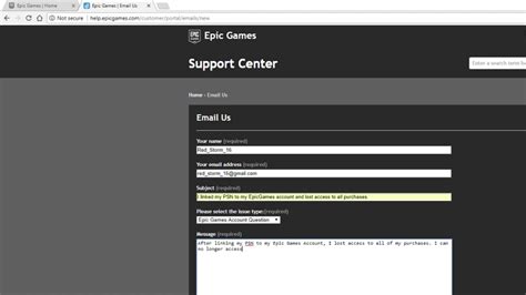 epic games support email adresse