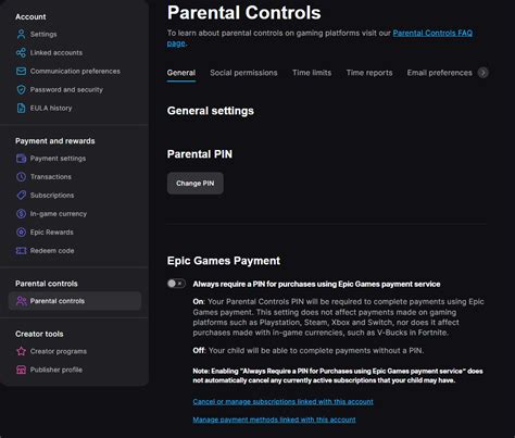 epic parental controls