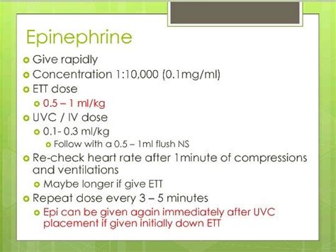 epinephrine infusion rate chart