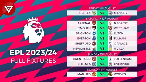 epl fixtures 2023 24 season