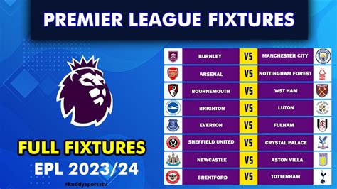 epl table 2023 2024 fixtures