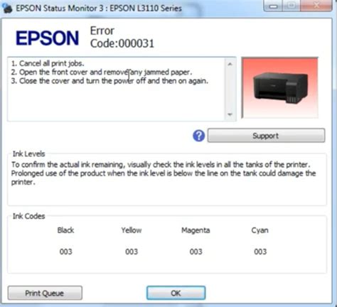 epson printer error code