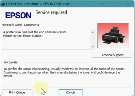 Epson Printer Ink Pad Error