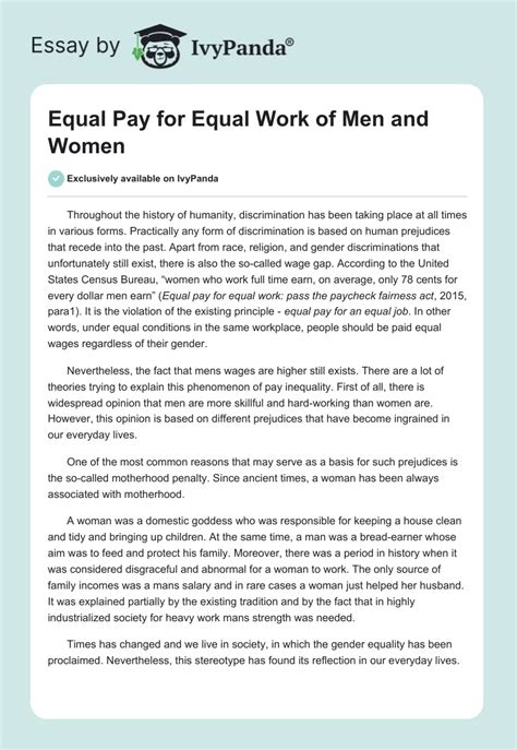 equal pay for equal work essay