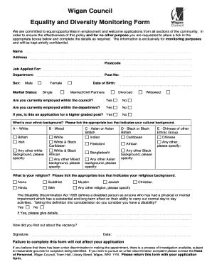 equality and diversity monitoring form template