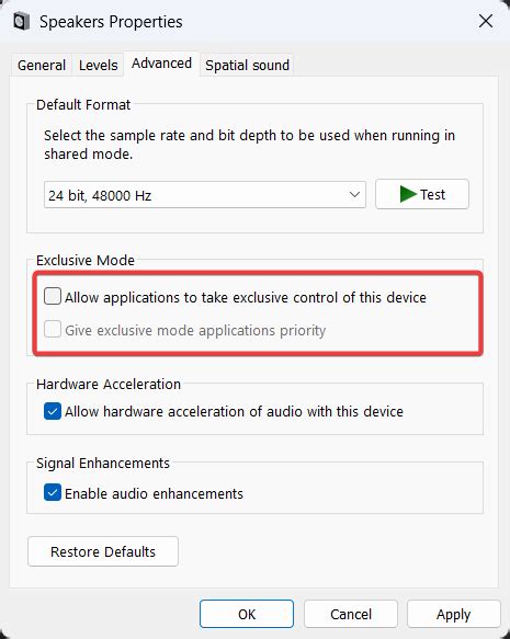 Equalizer Apo Exclusive Mode