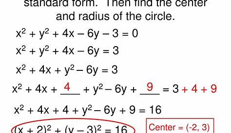 Equation Of A Circle General Form To Standard Form Day 12 Test C 4 nd 5 Convert The From