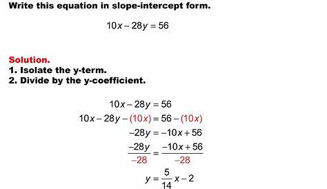MATH EXAMPLE Linear Equations in Standard Form Example