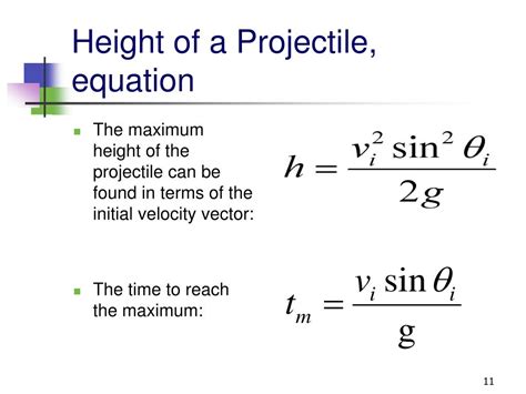 equation for finding height in physics