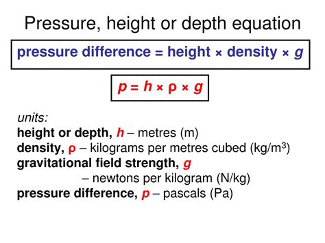 equation for pressure difference