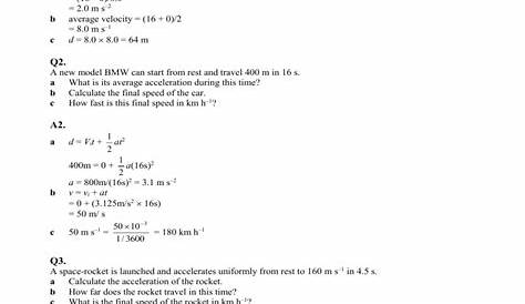 Projectile Motion Problem Worksheet Answer Key