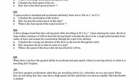 Equations Of Motion Worksheet Describing With