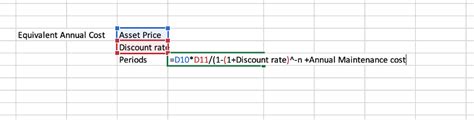 equivalent annual cost in excel