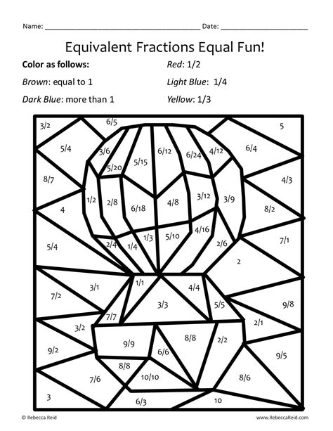 equivalent fractions coloring worksheet pdf