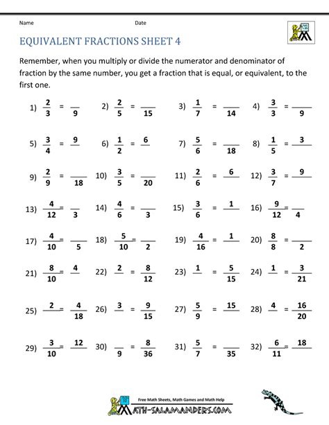 5Th Grade Equivalent Fractions Problems picfisticuffs