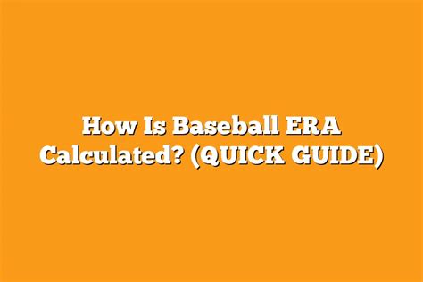 Era Baseball Example