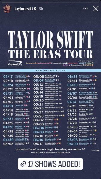 eras tour second us leg dates