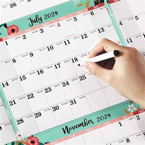Erasable Calendar 2024