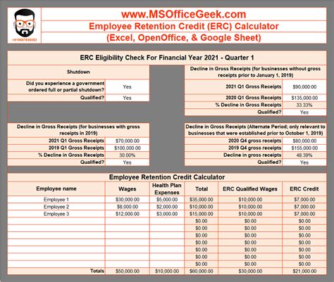 erc tax credit calculator free download