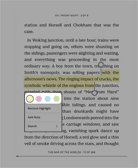 Ereader Highlight Text