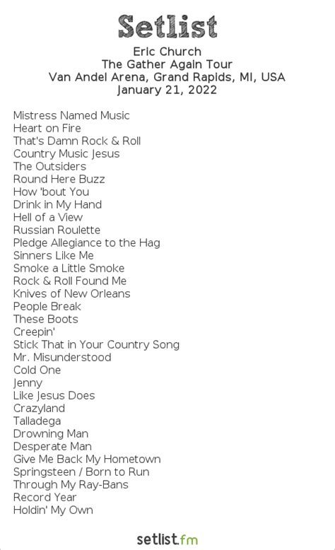 Eric Church Setlist Resch Center
