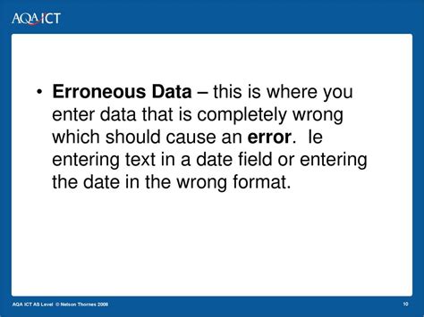 Erroneous Data Example Computer Science