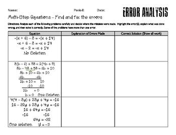 error analysis solving equations