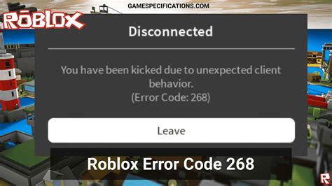 error code in roblox 268
