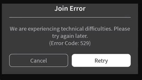 error code in roblox 529