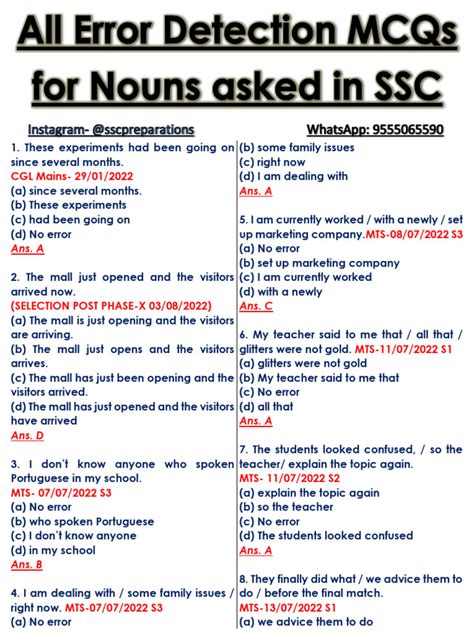 Error Detection Mcqs