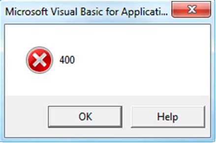 error message 400 excel vba