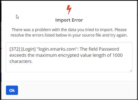 Error Message Password Length