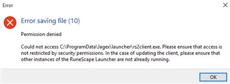 error saving file 10 runescape