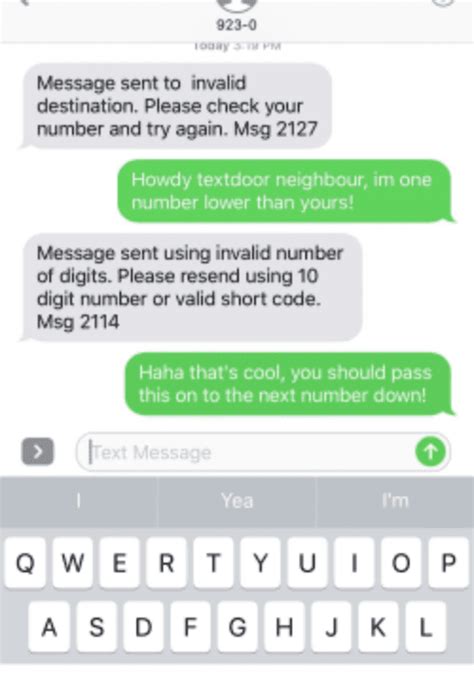 error sending text message