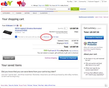 Error Shopping Cart Ebay
