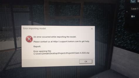 error while importing model lumion 10