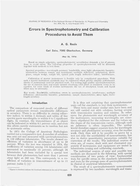 Errors In Spectrophotometry