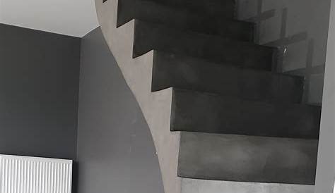 Escalier Beton Cire Gris Somptueux Crémaillère Décollé Du Mur En Béton