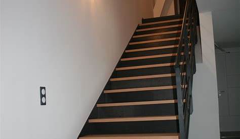 Escalier avec marche bois, contremarche métallique et