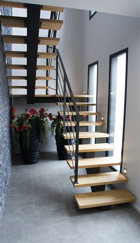 Escalier droit metal et bois, Fabrication d'escalier droit Steel Metal
