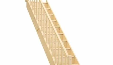 Escalier sapin droit rampe fuseaux avec contremarche bois