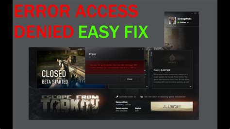 escape from tarkov can't log in