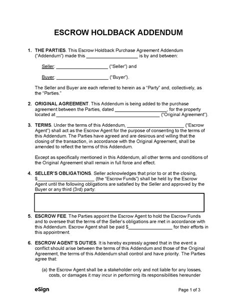 Escrow Agreement Template 12+ Free Word, PDF Format Download Free