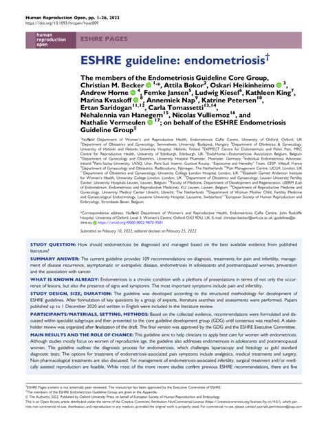 eshre guidelines endometriosis 2022 pdf