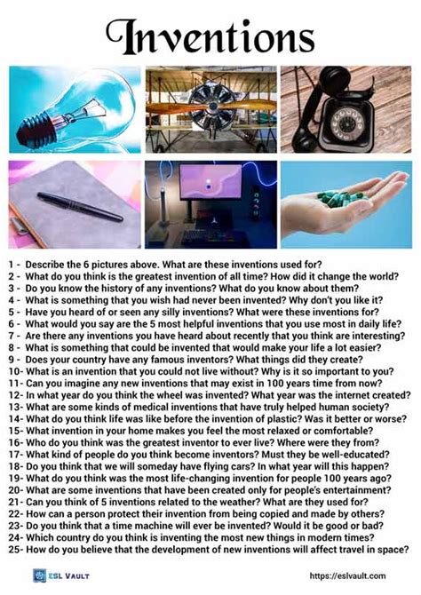 esl questions about inventions