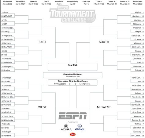 March Madness 2019 Get your printable NCAA bracket from ESPN ABC11