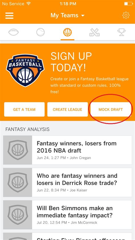 espn mock draft lobby